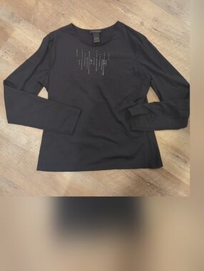 Black Long Sleeve Tee with Studded Front Detail